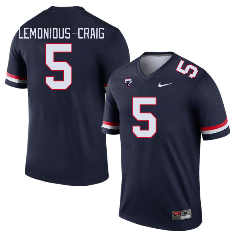 Men #5 Montana Lemonious-Craig Arizona Wildcats College Football Jerseys Stitched Sale-Navy